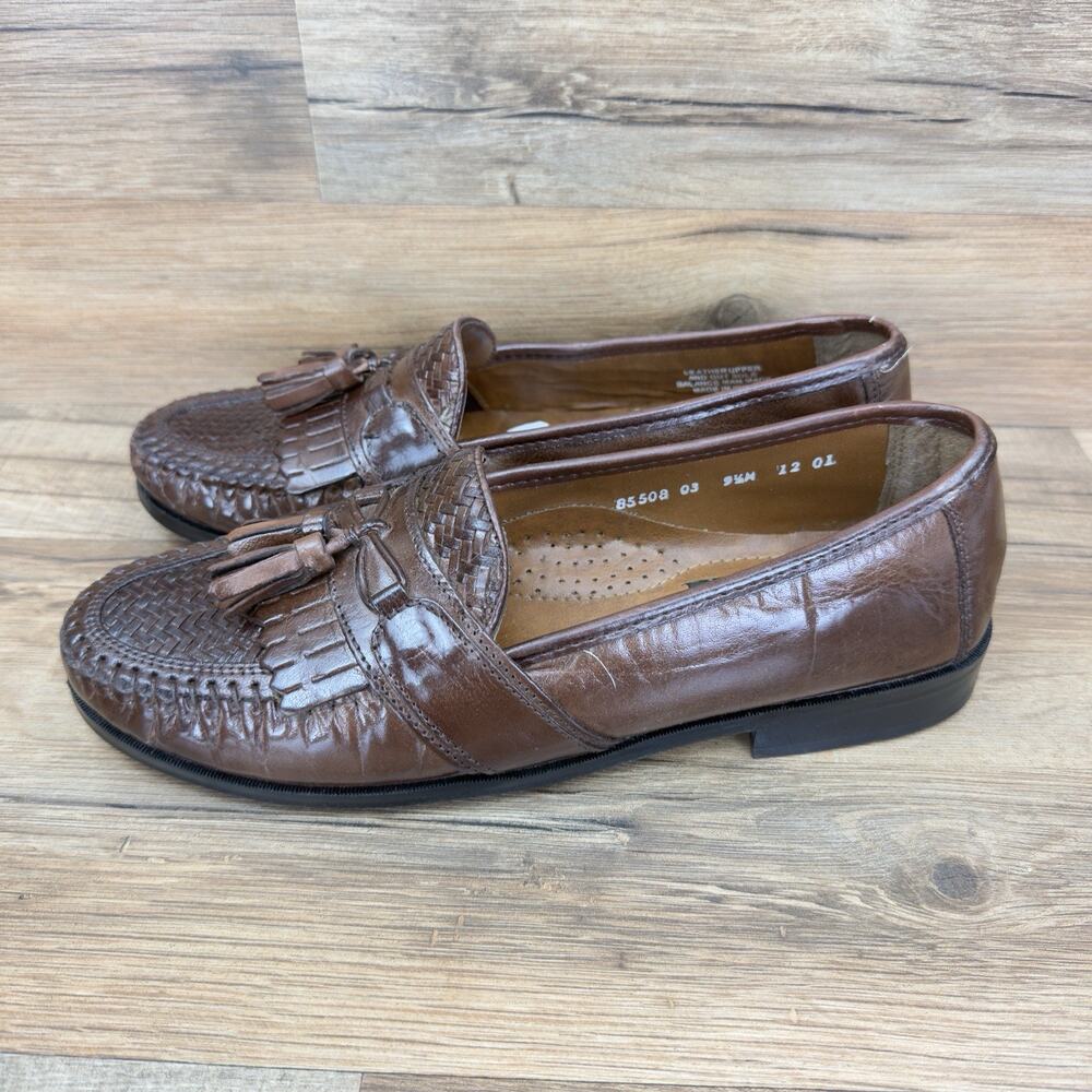 Nunn Bush Brown Leather Basket Weave Kiltie Tassel Loafers Men's 9.5M